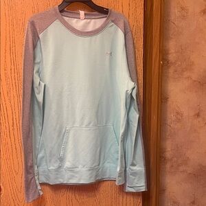 Under Armour Women's Light Blue and Gray Crewneck Top